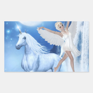 Sky Faerie Asparas and Unicorn Rectangular Sticker