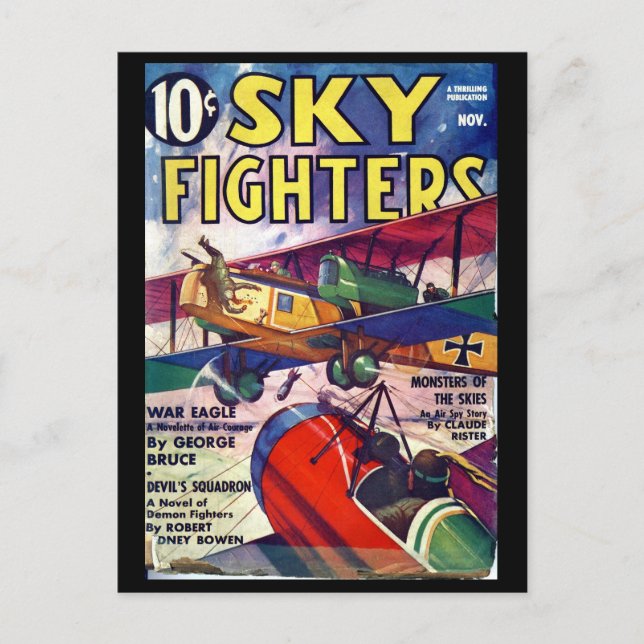 Sky Fighters - Nov 1937a_Pulp Art Postcard (Front)