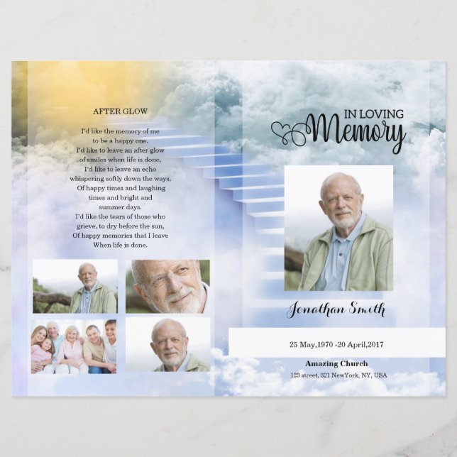 sky  Funeral Program template (Front)
