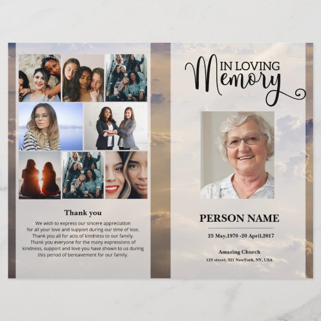 Sky Funeral Program template (Front)