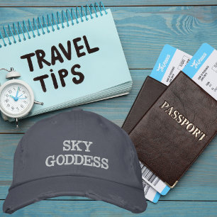Sky Goddess Typography, Wanderlust, Simple Embroidered Hat