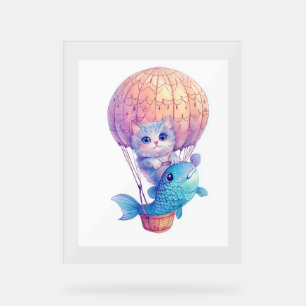 Sky High Kitty – Cute Whimsical Cat Adventure Acrylic Sign