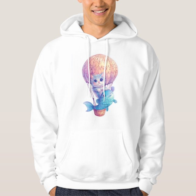Sky High Kitty � Cute Whimsical Cat Adventure Hoodie (Front)