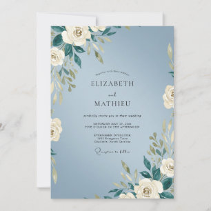 Sky Ivory Peony Wedding Invitation