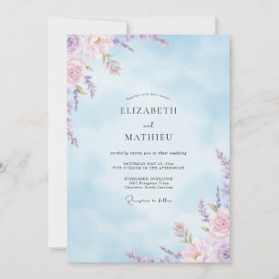 Sky Lavender Wildflower Wedding Invitation