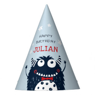 Sky Little Monster Personalised Kids Birthday Party Hat
