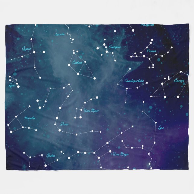 Sky Map Constellations Astronomy Fleece Blanket (Front (Horizontal))