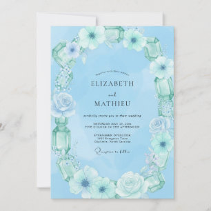 Sky Mint Bloom Wedding Invitation