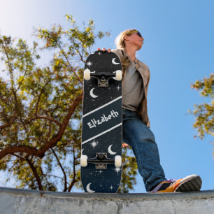 Sky Moons Star Pattern Cool Skateboard Deck 