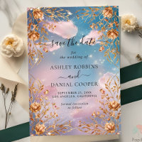 Sky of Love Golden flowers Save The Date
