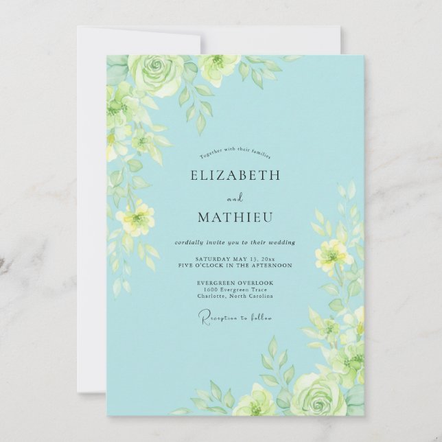Sky Painted Leaf Wedding Invitation (Front)