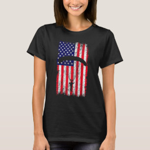 Sky Paraglider Paramotor Paragliding American Flag T-Shirt