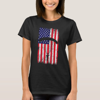 Sky Paraglider Paramotor Paragliding American Flag T-Shirt