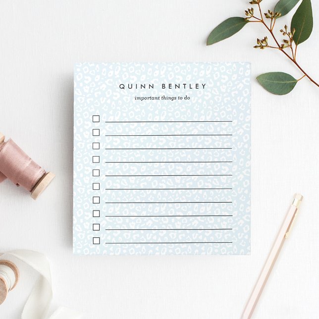 Sky | Pastel Leopard Print Personalised Notepad (Creator Uploaded)