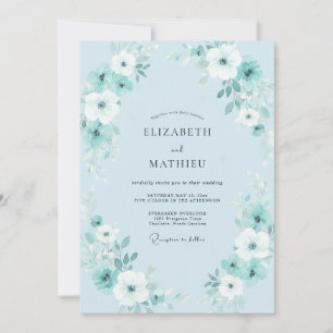 Sky Petal Wreath Wedding Invitation