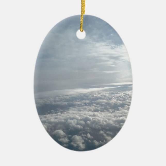 Sky, Plane View, Beautiful Clouds Ceramic Tree Decoration (Front)