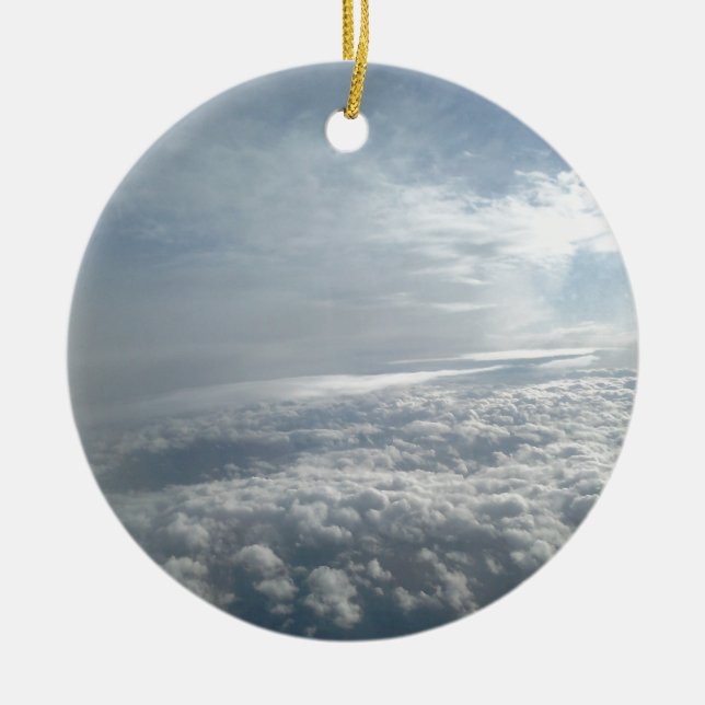 Sky, Plane View, Beautiful Clouds Ceramic Tree Decoration (Front)