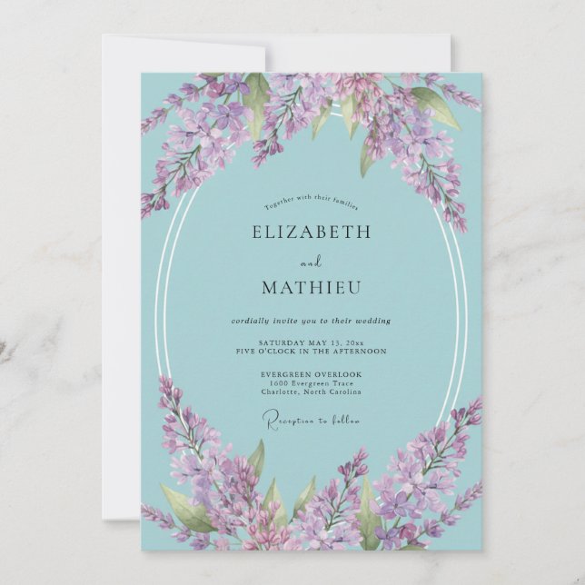 Sky Purple Wisteria Wedding Invitation (Front)