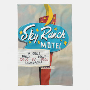 Sky Ranch Motel Sign Tea Towel