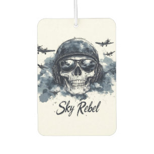 Sky Rebel Skull with Pilot Helmet and Sunglasses Car Air Freshener