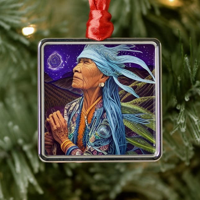 Sky Road Walker Native American Fantasy Art  Metal Tree Decoration (Tree)
