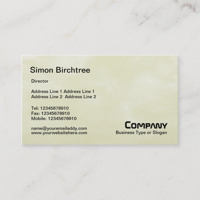 Sky Texture 01 Light Yellow Business Card (Front)