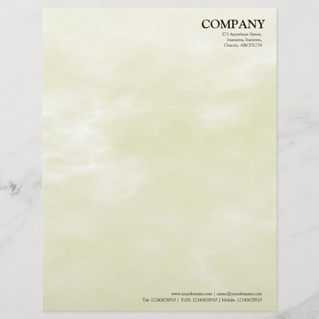 Sky Texture 02 Light Yellow Letterhead Design (Front)