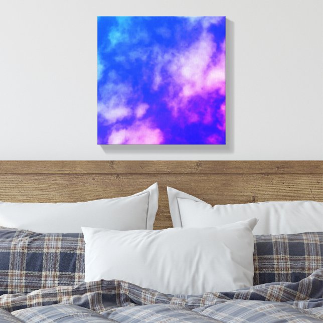 Sky with Clouds Abstract Photo in Blue and Purple Canvas Print (Insitu(Bedroom))