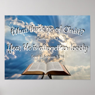 Sky with clouds and sunbeams Bible message Poster