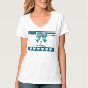 SkyBlue Bow - Name Number Socks T-Shirt