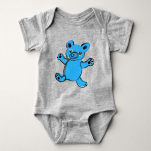 Skyblue teddy bear baby bodysuit