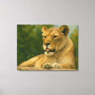 Skybound Grace – Lioness on the Ledge Canvas Print