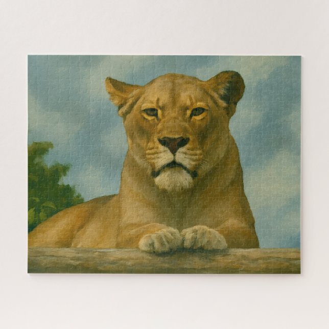 Skybound Grace – Lioness on the Ledge Jigsaw Puzzle (Horizontal)