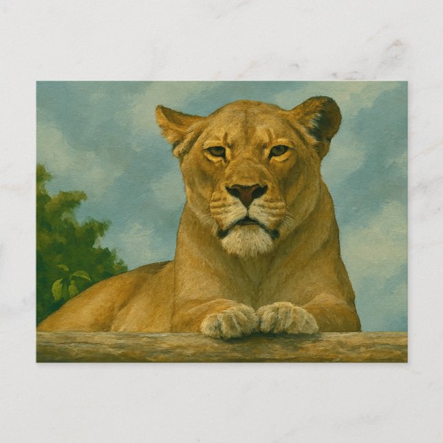 Skybound Grace – Lioness on the Ledge Postcard (Front)