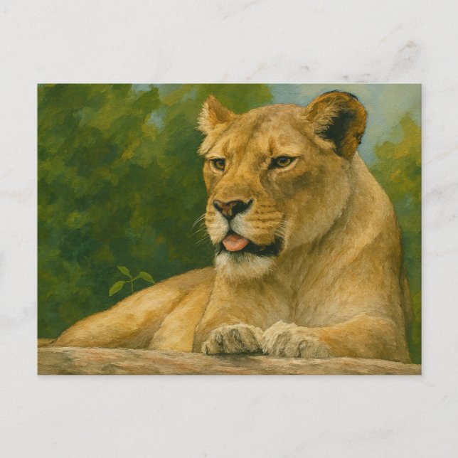 Skybound Grace – Lioness on the Ledge Postcard (Front)