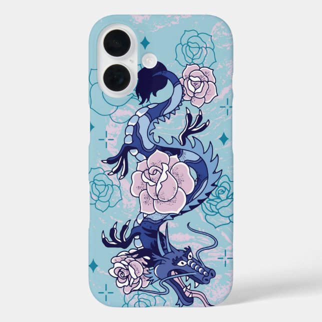 Skybound Serpent - Blue Dragon Floral Case-Mate iPhone Case (Back)