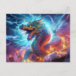 Skybreaker – Chinese Airbrush Dragon over City in  Postcard