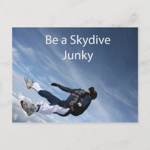 Skydive junky postcard