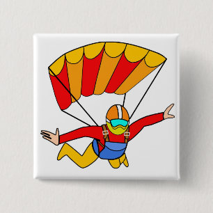 Skydive Red Yello Parachute 15 Cm Square Badge