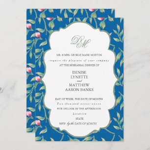 Skydiver Blue & Basil Green Rehearsal Dinner Invitation