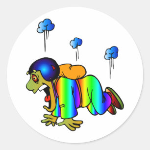 Skydiver falling with closed parachute - oh classic round sticker