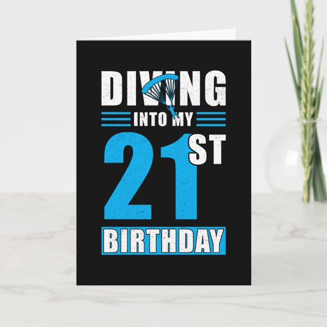 Skydiver Gift 21st Birthday Card (Front)