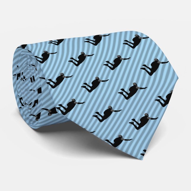 Skydiver in freefall pattern blue striped diagonal tie (Rolled)