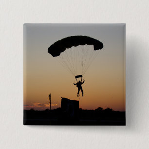 Skydiver Parachute at Sunset Sky Diver 15 Cm Square Badge