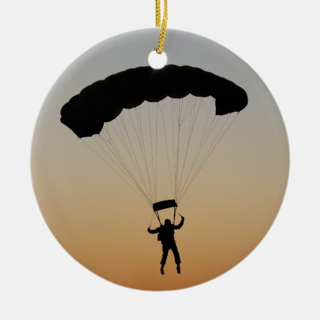 Skydiver Parachute at Sunset Sky Diver Ceramic Tree Decoration (Front)