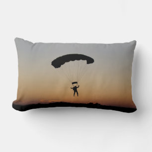 Skydiver Parachute at Sunset Sky Diver Lumbar Cushion