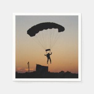 Skydiver Parachute at Sunset Sky Diver Napkin