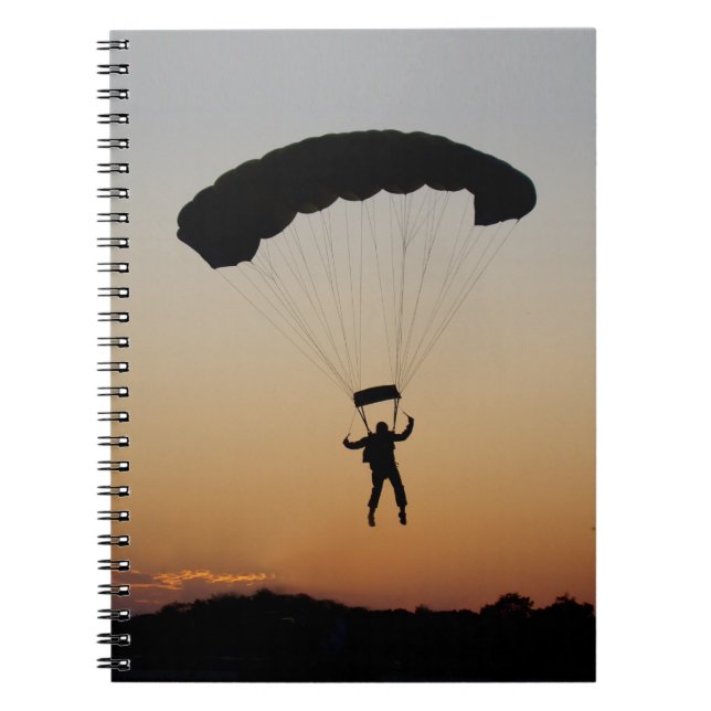 Skydiver Parachute at Sunset Sky Diver Notebook (Front)