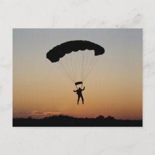 Skydiver Parachute at Sunset Sky Diver Postcard