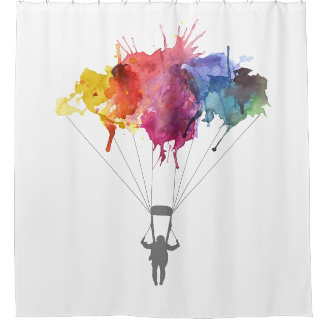 Skydiver Parachute. Skydiving Parachuting. Shower Curtain (Front)